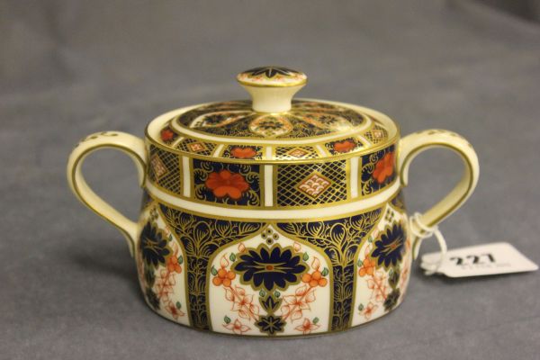 A Royal Crown Derby `Old Imari` Two Handled Sugar Basin with lid