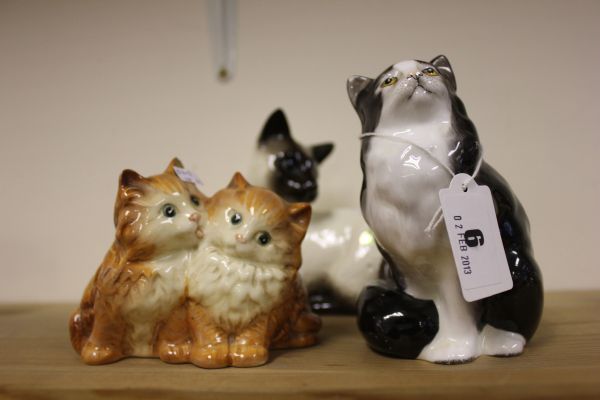 Two Beswick Cats and a Royal Doulton Cat