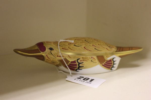 A Royal Crown Derby Platypus Paperweights (signed by John Ablitt)