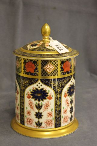 A Royal Crown Derby `Old Imari` Biscuit Barrel, approximately 10", boxed