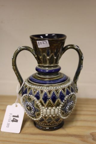 A Doulton Lambeth Miniature Vase, maker ET