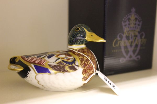 A Royal Crown Derby Mallard Duck Paperweight, boxed