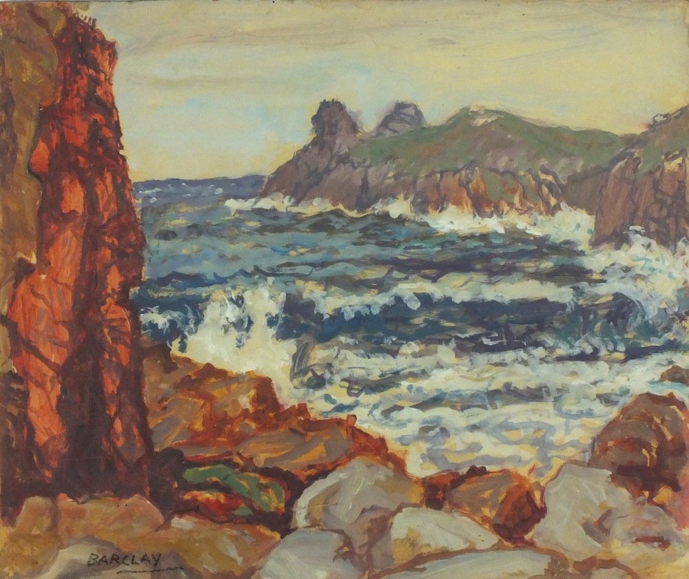 * John Rankin BARCLAY (1884-1962) Oil on board `Gurnard`s Head`-Cornish coastal Signed 15" x 18" (