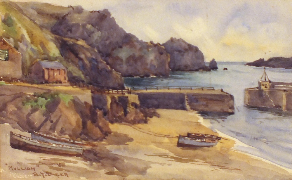 * Sidney James BEER(1875-1952) Watercolour `Mullion` - the harbor Signed and inscribed 8.75" x 10.