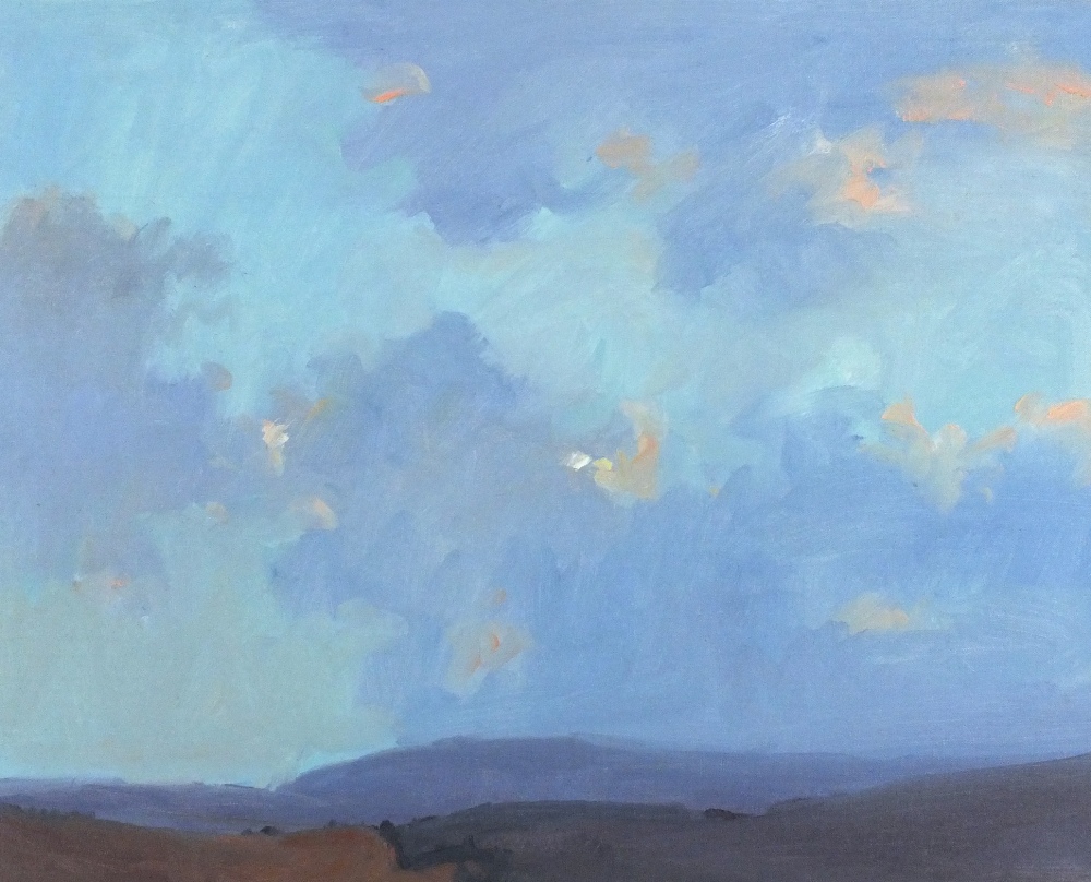 * John MILLER (1931-2002) Oil on canvas A Big Sky - from the Beacon Sancreed 15.75" x 19.52 (40cm