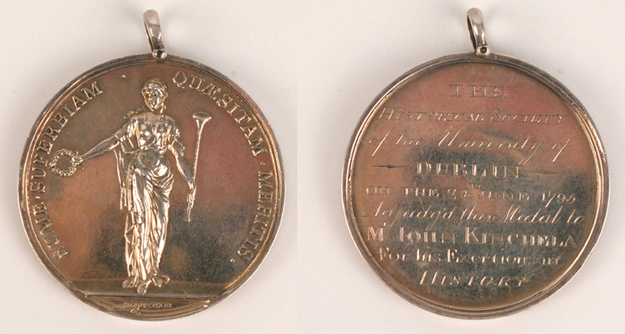 1792 and 1795 silver medals to John Kinchela , later Attorney General of New South Wales Large