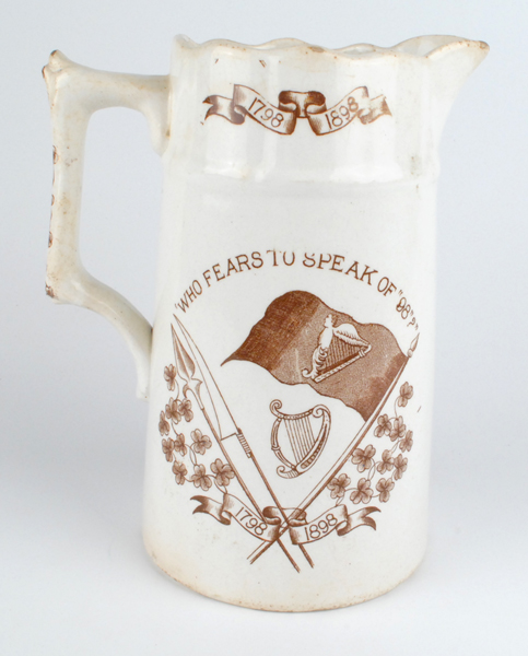 1798 Rebellion centenary commemorative jug A commemorative 1798-1898 jug. Without maker`s mark and