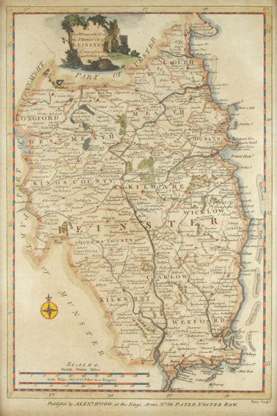circa 1786: Alexander Hogg map of Leinster A New & Correct Map of the Province of Leinster Drawn