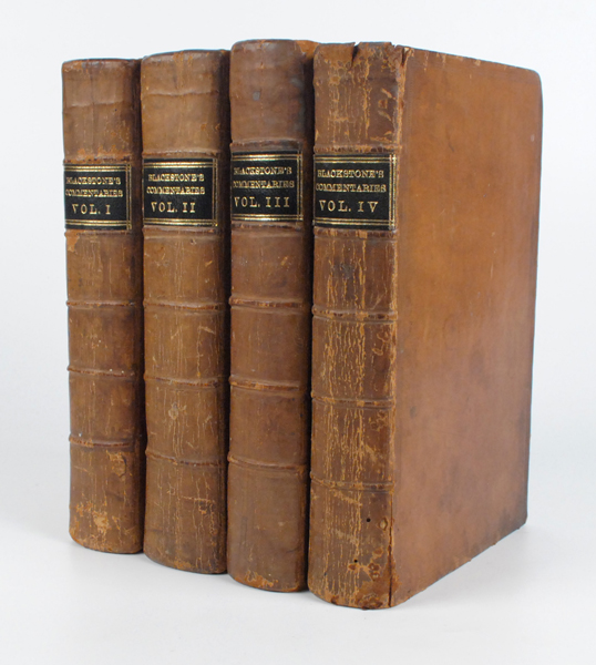 Blackstone, William. Commentaries on The Laws of England. Scarce Dublin Printing. Dublin: Printed