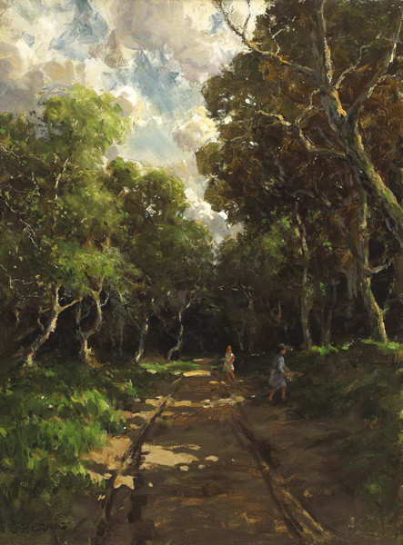 James Humbert Craig RHA RUA (1877-1944) COUNTRY LANE WITH FIGURES, 1917oil on canvassigned lower