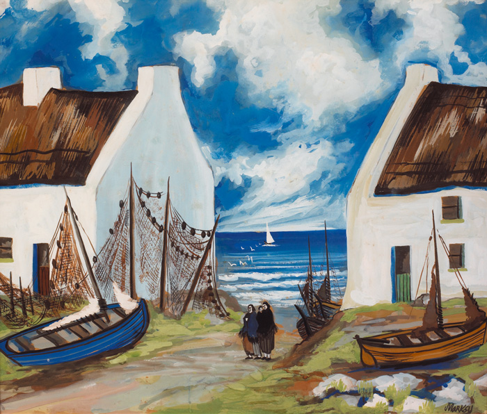 Markey Robinson (1918-1999)FISHING VILLAGE, circa 1950gouache on boardsigned lower