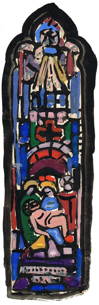 Evie Hone HRHA (1894-1955)DESIGN FOR STAINED GLASS WINDOW DEPICTING THE