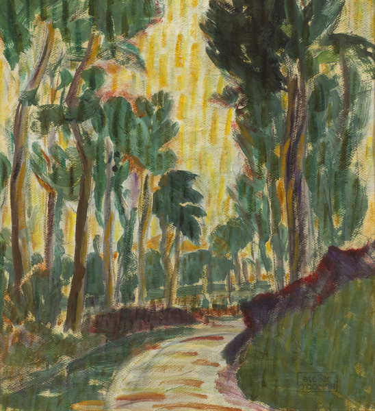 Roderic O`Conor (1860-1940)AVENUE OF TREESoil on paperwith Atelier O`Conor stamp lower right; also