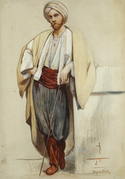 Aloysius C. O’Kelly (1853-1936)EDMOND O`DONOVAN AS AN ORIENTAL, c.1883-84watercolour over pencil