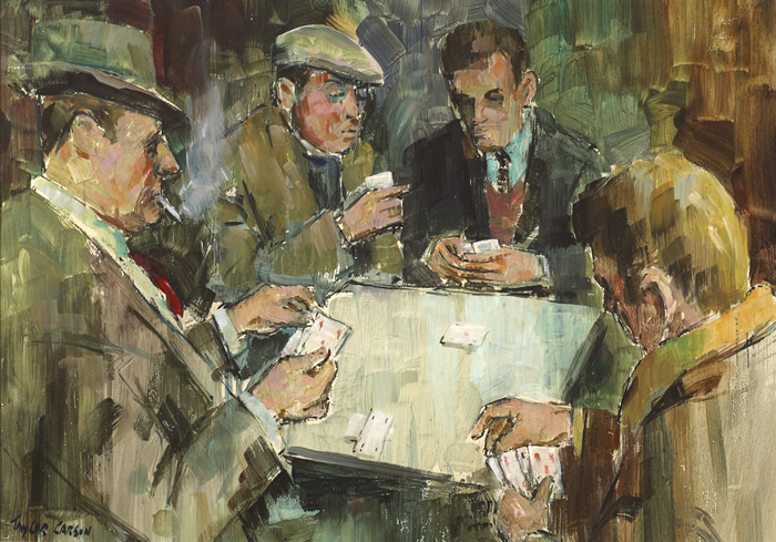 Robert Taylor Carson HRUA (1919-2008)POKER SCHOOLoil on boardsigned lower left; inscribed with title