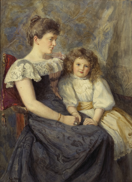 Joseph Poole Addey (1852-1922)PORTRAIT OF ELIZABETH ROSE AND HER DAUGHTER MURIEL LISA BROWN OF
