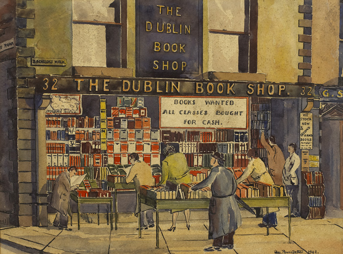 George Pennefather (1905-1967)THE DUBLIN BOOKSHOP, 32 BACHELORS WALK, 1942pen and ink with