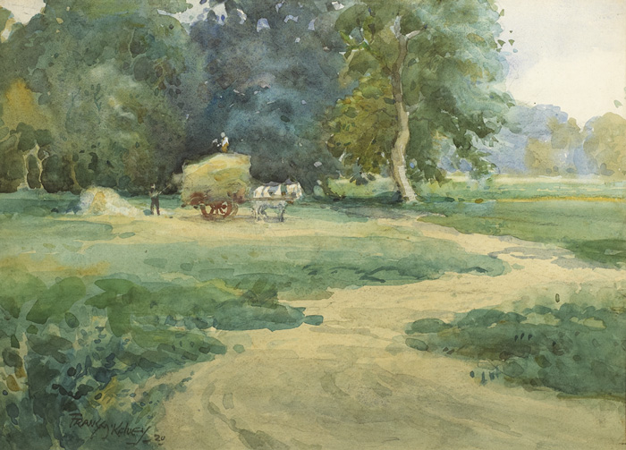 Frank McKelvey RHA RUA (1895-1974)FIGURES LOADING HAY, 1920watercoloursigned and dated lower left;