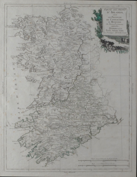 1778: Zatta map of Connaught and Munster17.5 by 13in.A framed late 18th Century map of Connaught and