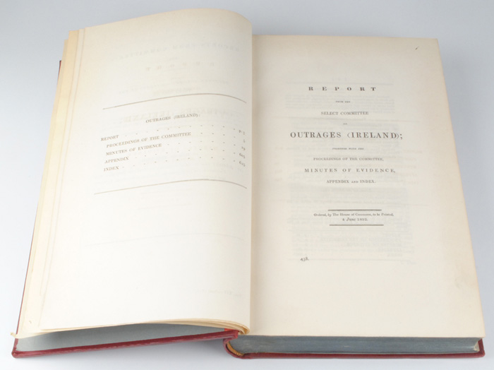 1852: Government Report on the Outrages in IrelandReport from the Select Committee on Outrages (