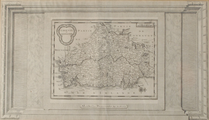 18th Century: Van der Aa map of Leinster9.25 by 16in.Scarce framed map of Leinster by Pierre Van der
