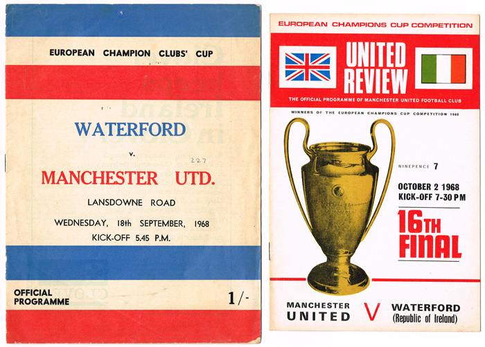 Soccer: Collection of programes including Waterford FC 1968 home and away Manchester United European