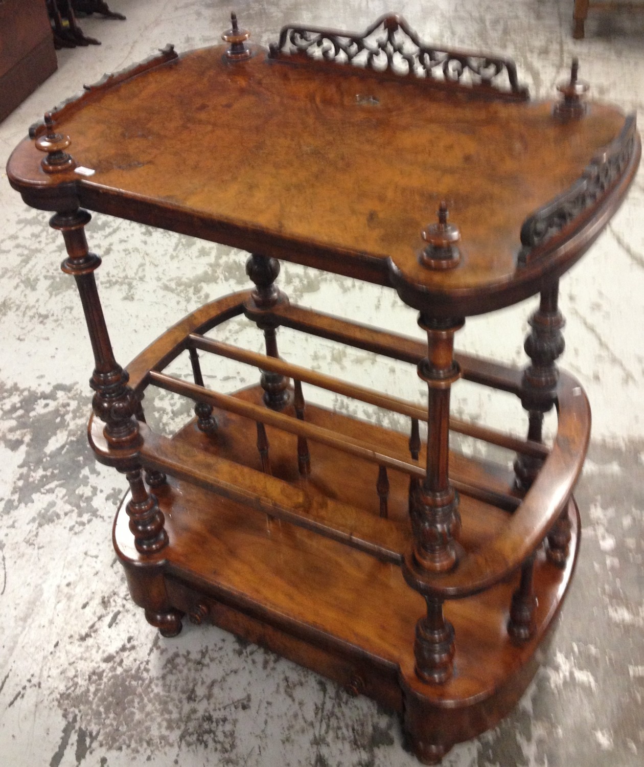 Victorian Walnut Three Tier Canterbury