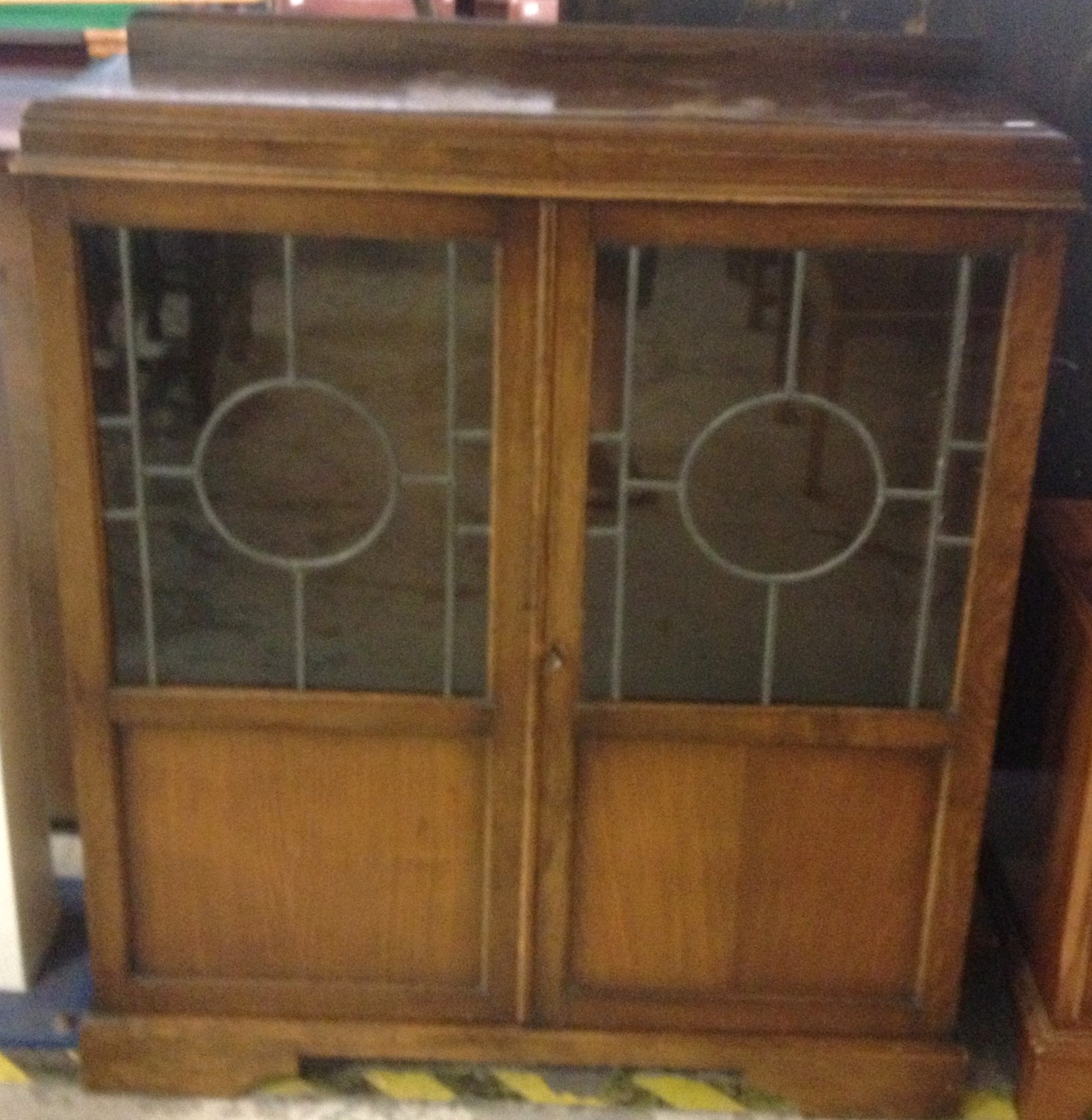 Oak Glazed Double Door Bookcase