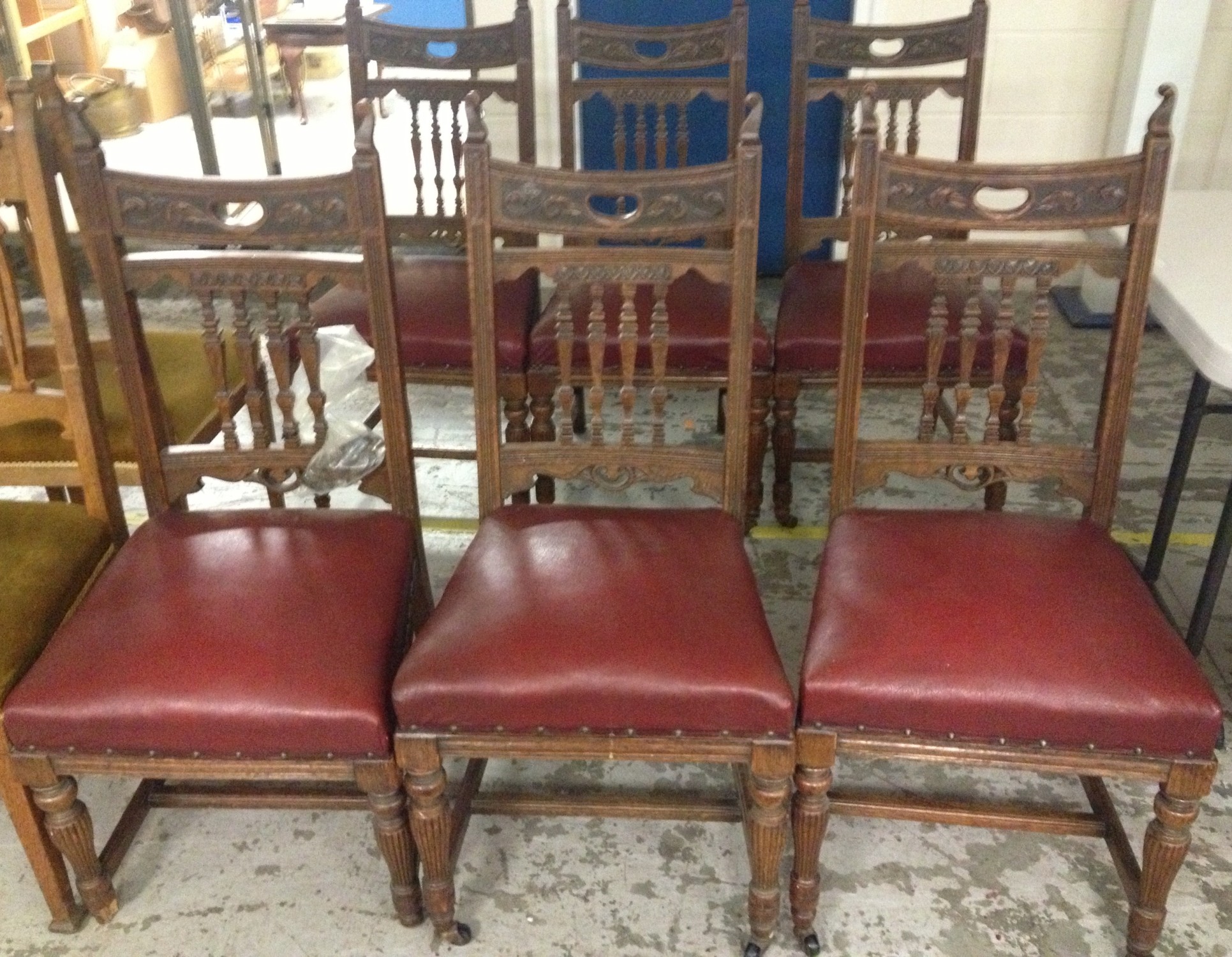 Six Carved Oak Dining Chairs