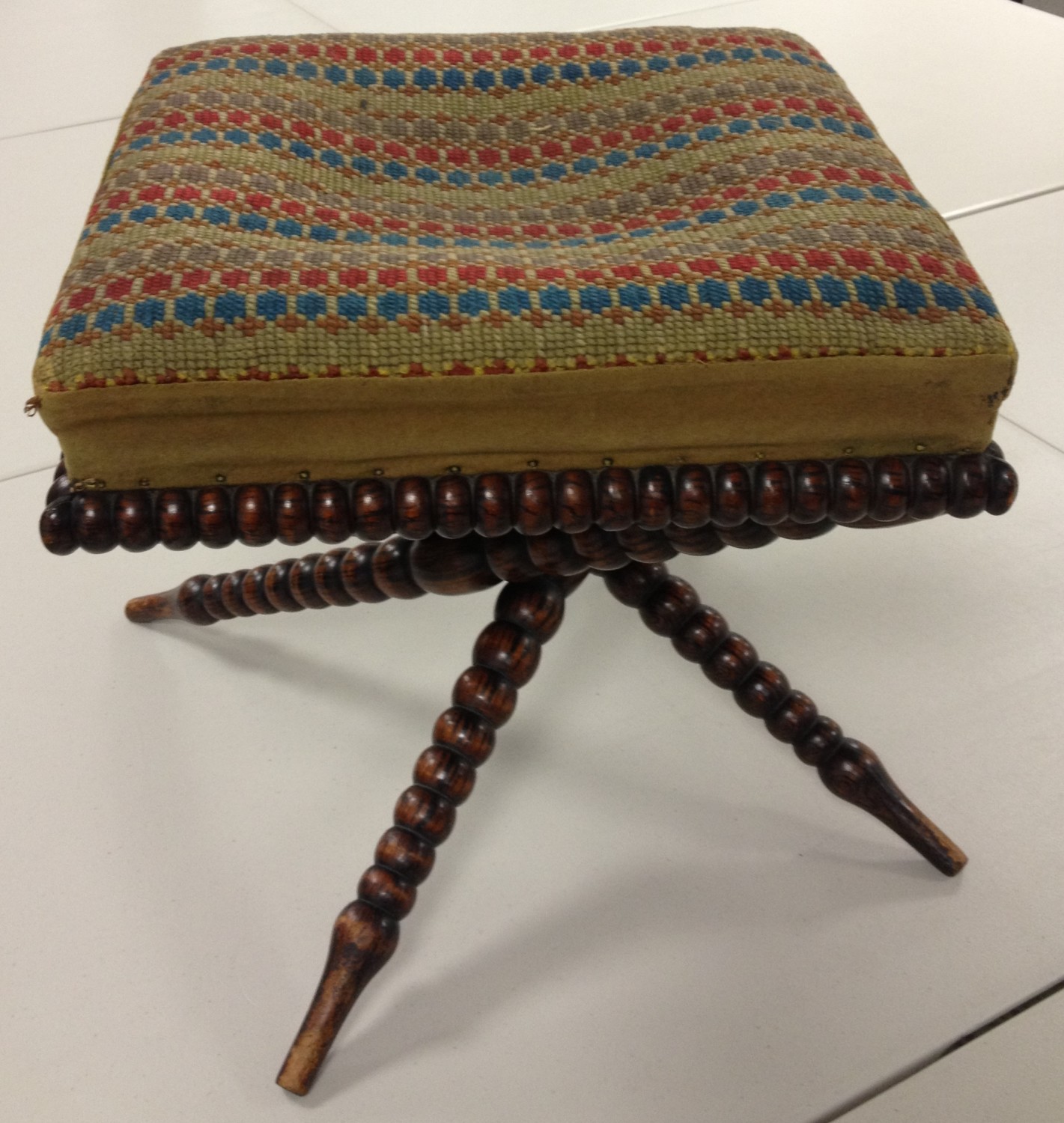 Oak Tapestry Seated Stool Circa 1860