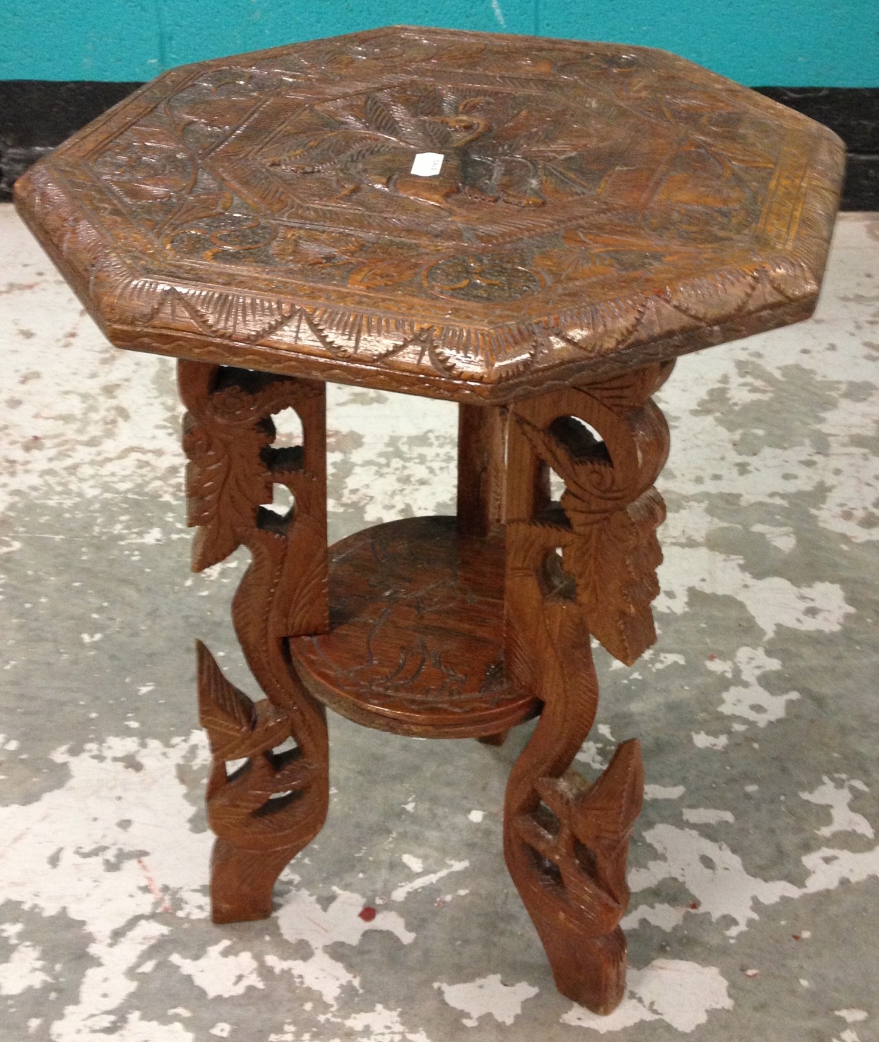 Small Carved Two Tier Table