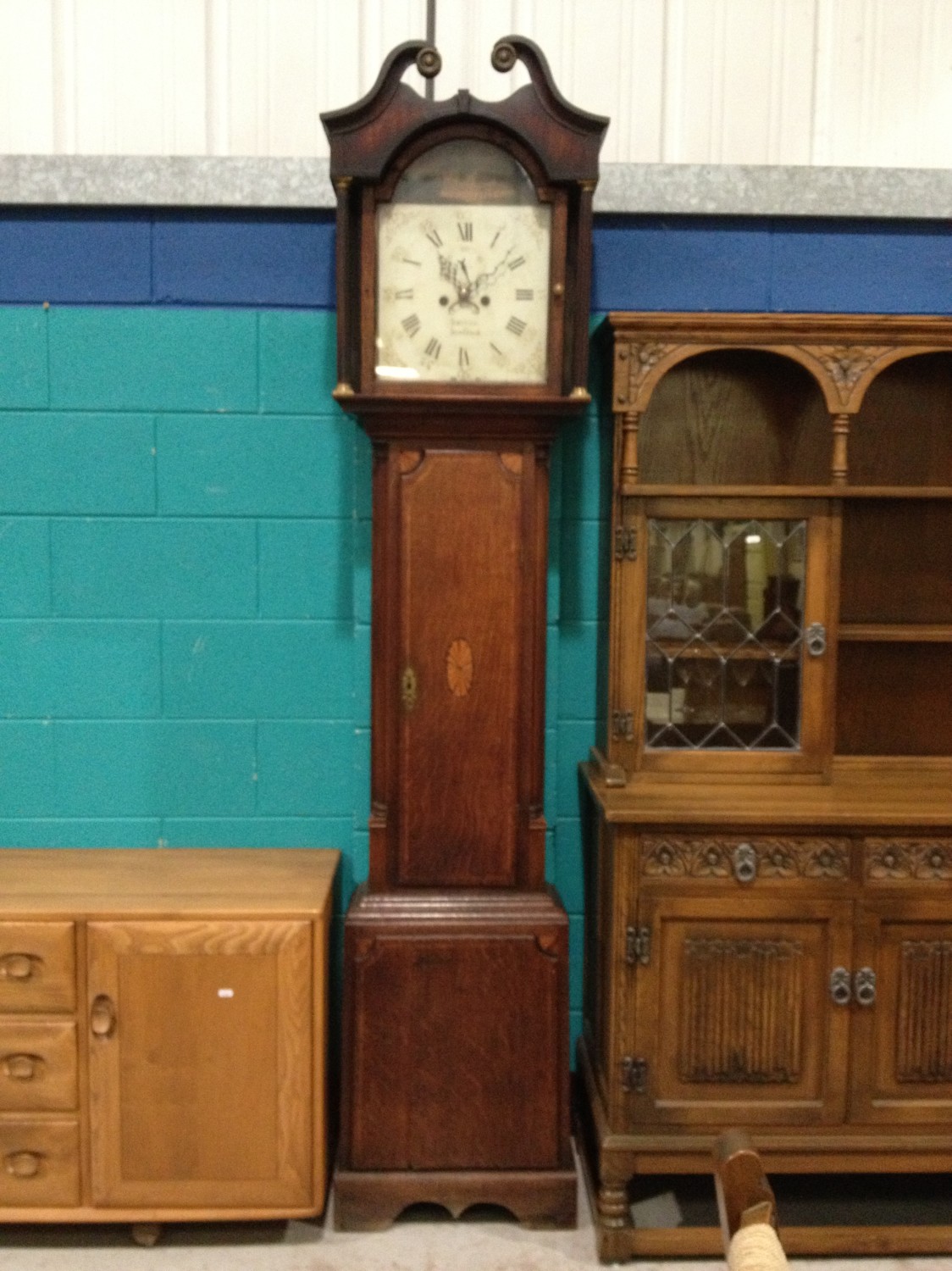 Oak long cased clock Sutton Stafford