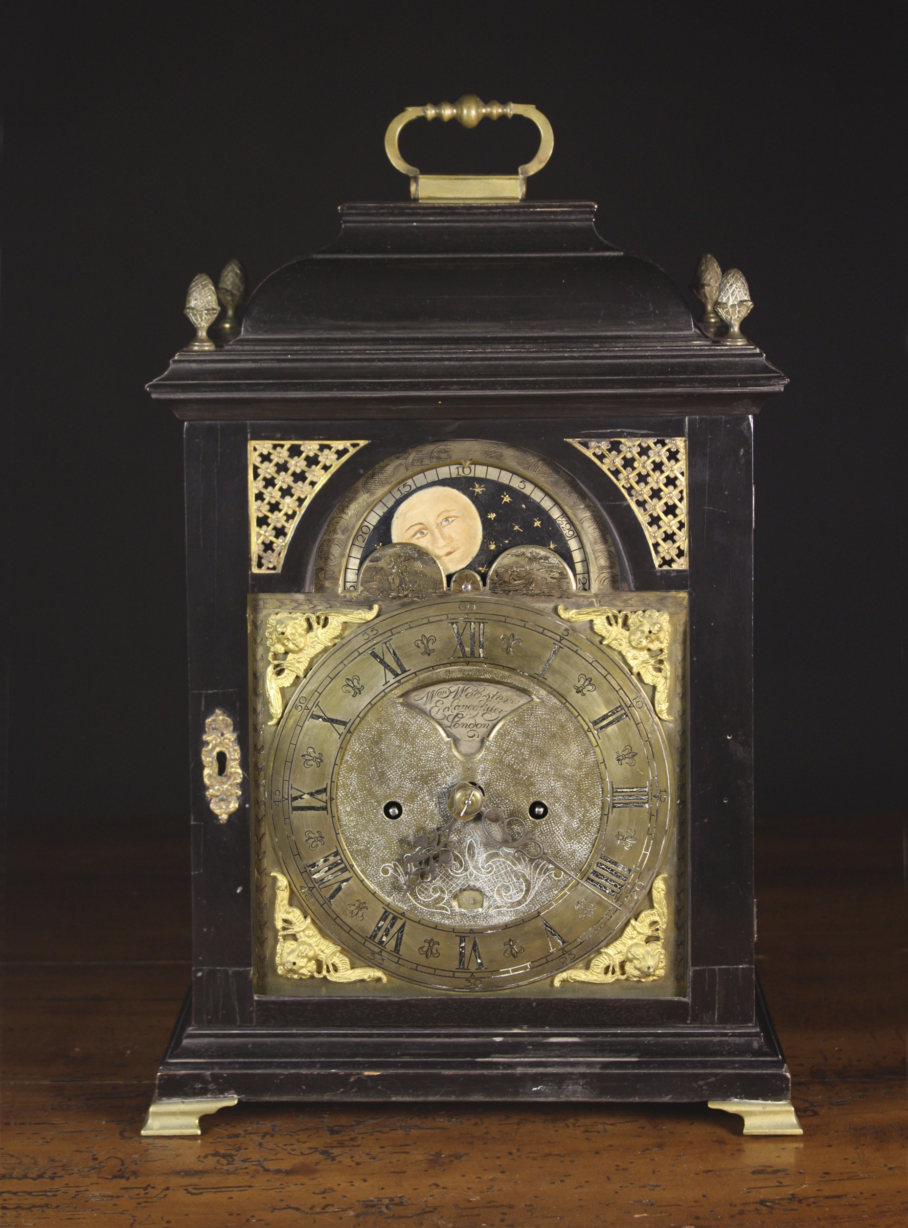 An 18th Century 8 Day Ebonised Bracket Clock by W Webster, Exchange Alley, London. The 8 inch (20