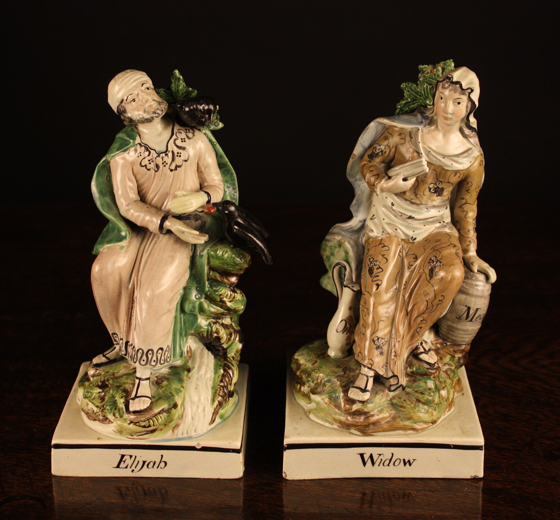 A Pair of 18th Century Ralph Wood Figures of 'Elijah' and 'The Widow', approximately 10 ins (25.5