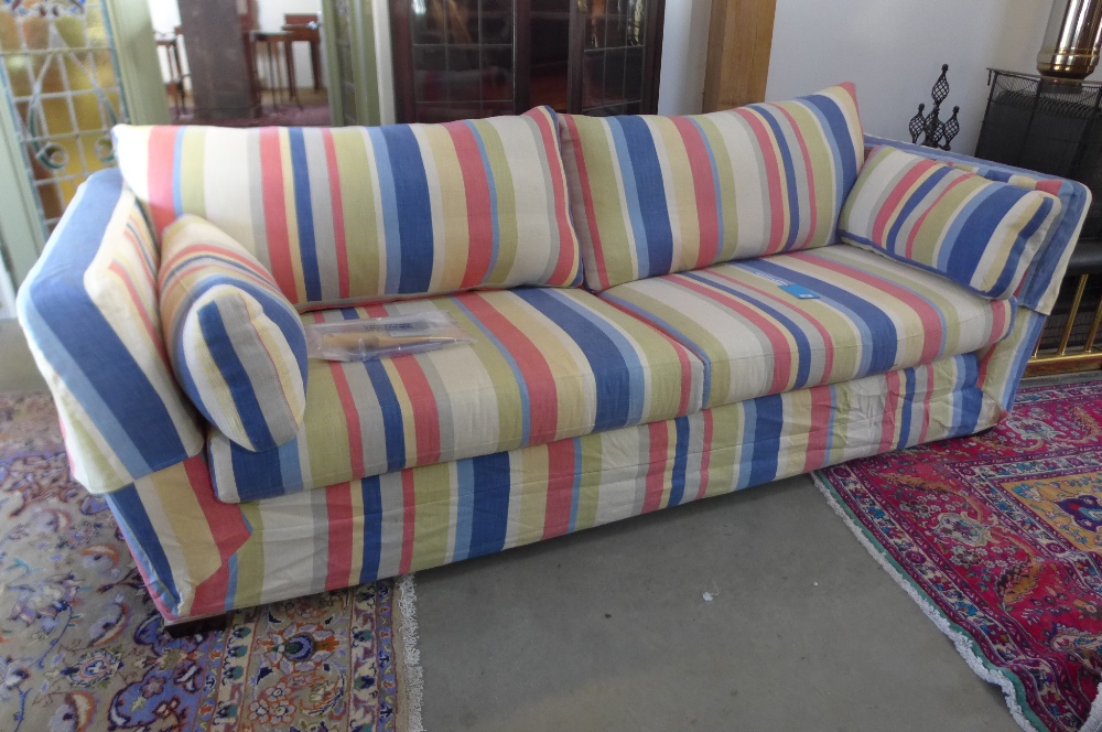 A Multi York sofa in a blue and cream stripe