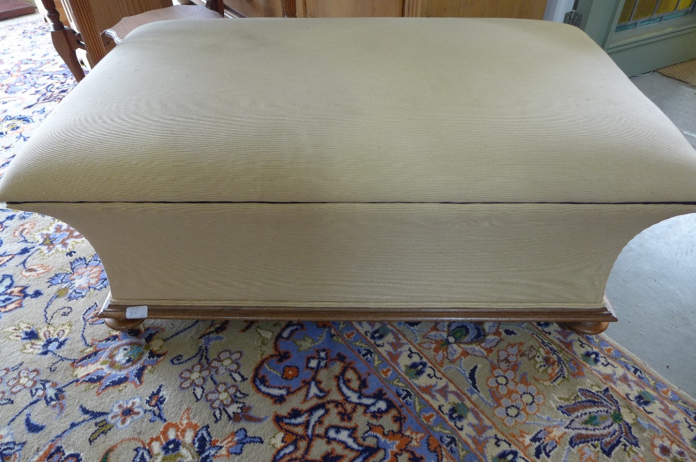 A Victorian mahogany ottoman newly upholstered in beige material, purchased from Jackdawes 26th