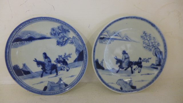 A pair of Chinese circa 1725 Camau shipwreck porcelain Search for plum blossom" blue and white
