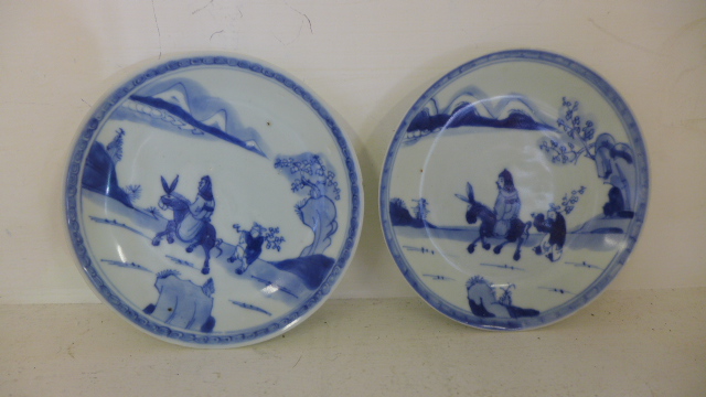 A pair of Chinese circa 1725 Camau shipwreck porcelain Search for plum blossom" blue and white