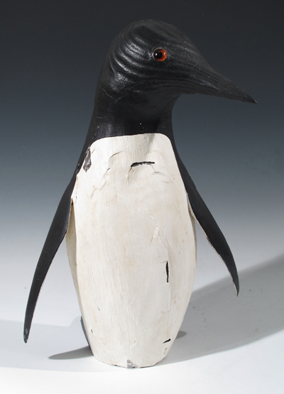 ‡Guy Taplin (b.1939) Penguin Signed, titled and dated 2000 Carved and painted driftwood 46cm; 18in