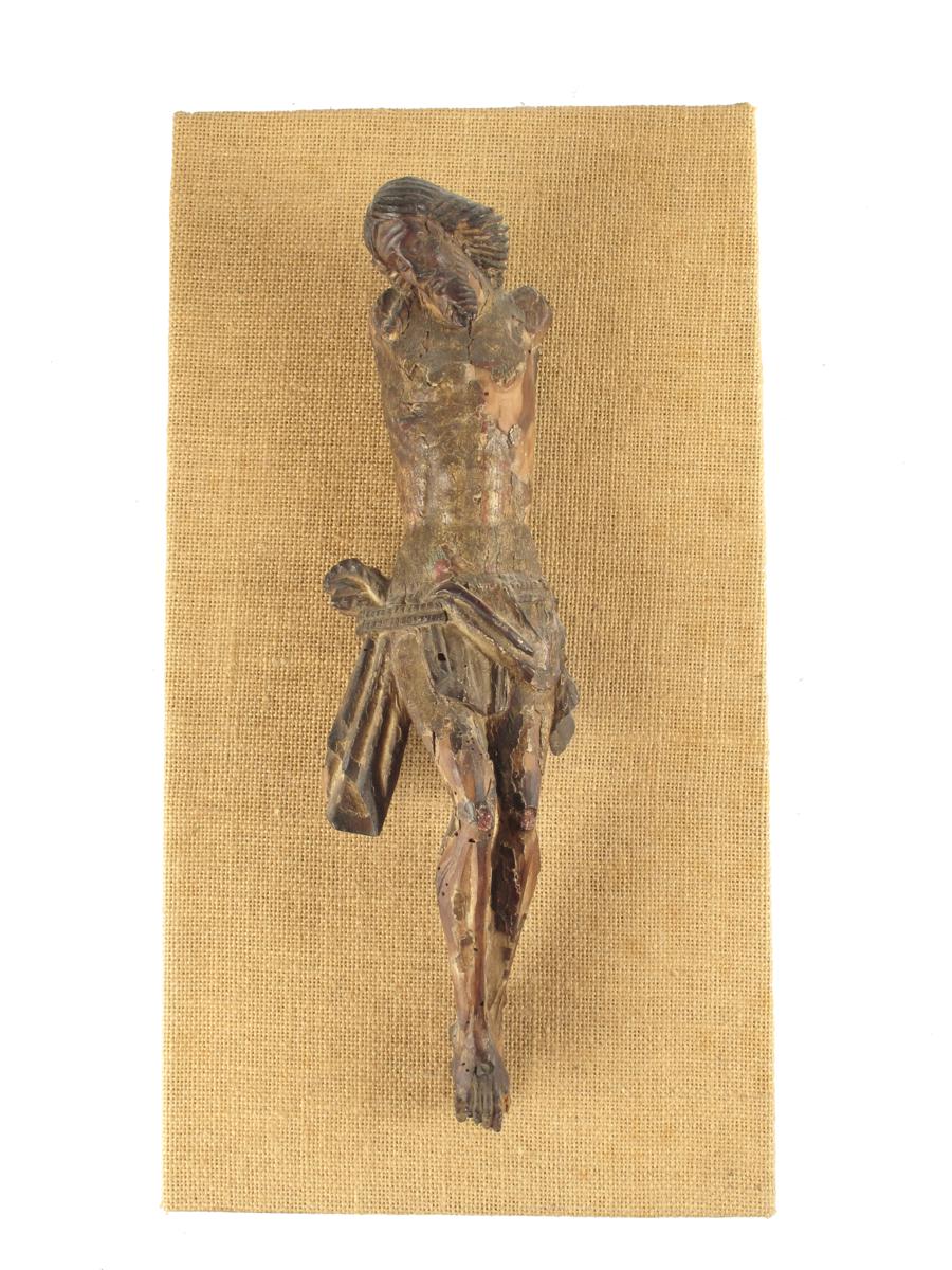 A 17th century carved wood and polychrome decorated Corpus Christi, Italian or Spanish, 13½in (34.