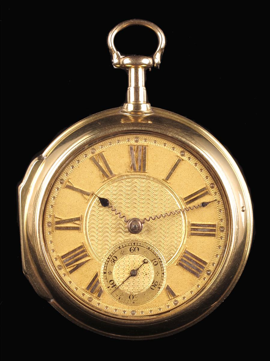 A large 22ct gold pair cased watch, now containing a lever movement, Regency gold machine turned