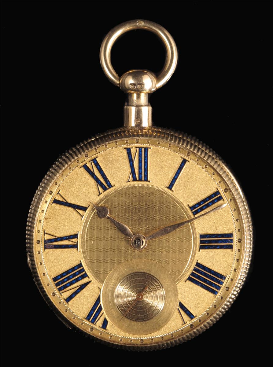 A heavy 18ct gold quarter repeating duplex watch, full plain movement signed C. Harris, Cornhill,