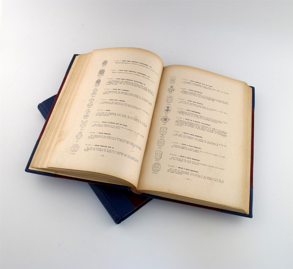 Beuque, E., Dictionnaire des Poincons, Imprimerie C. Courtois, 1925 and 1928, two volumes, hard