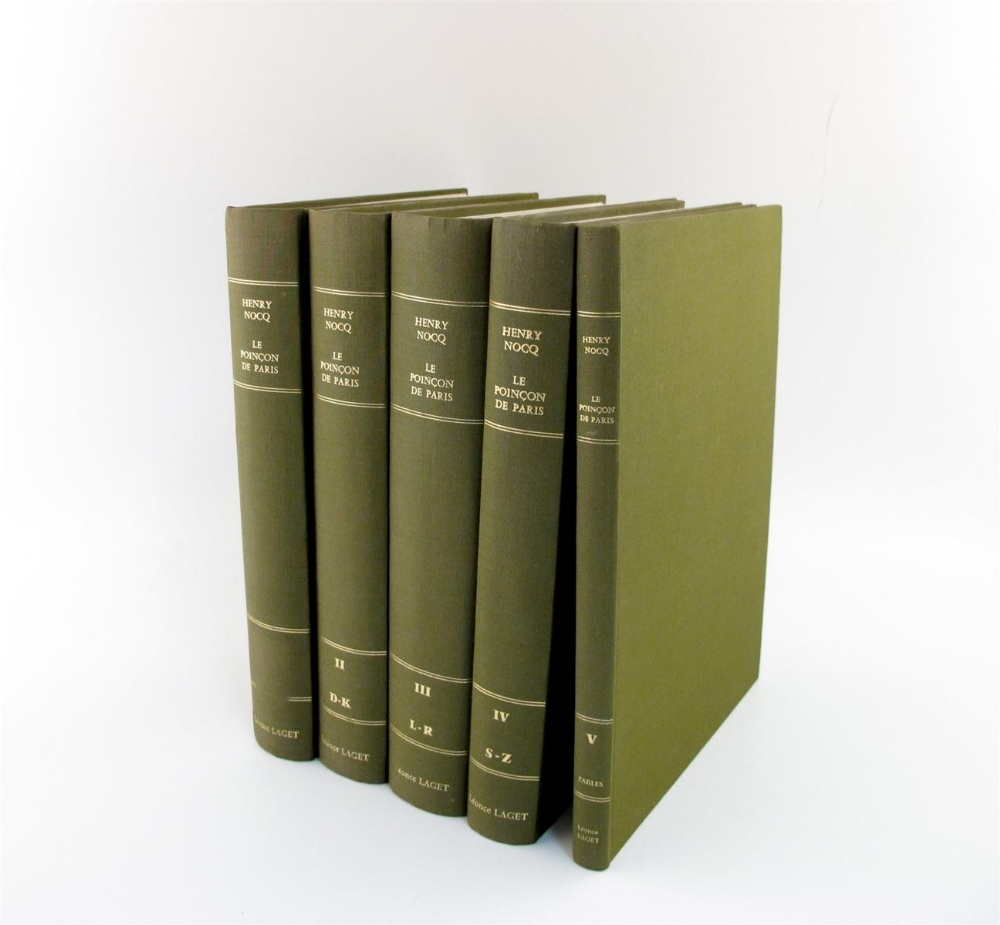 Nocq, H., Le Poincon de Paris, Laget, Paris 1968, green cloth bound, five volumes. (5)