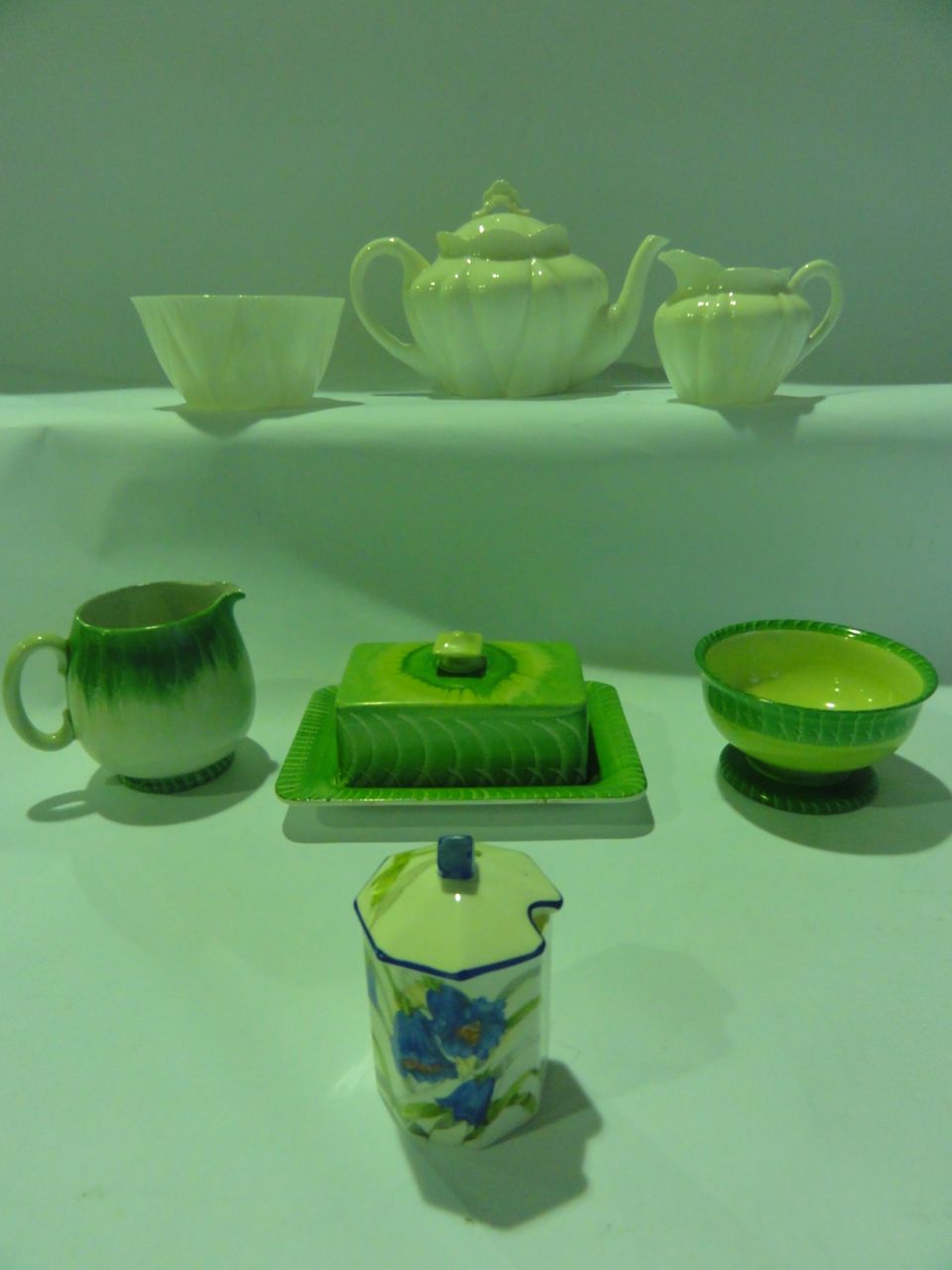 A quantity of Shelley including a teapot, two milk jugs, slop bowl, sugar bowl, butter dish, etc