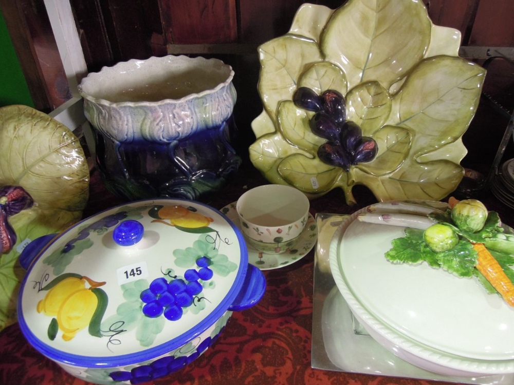 A quantity of mixed ceramics comprising an oversized cup and saucer depicting Highgrove House and