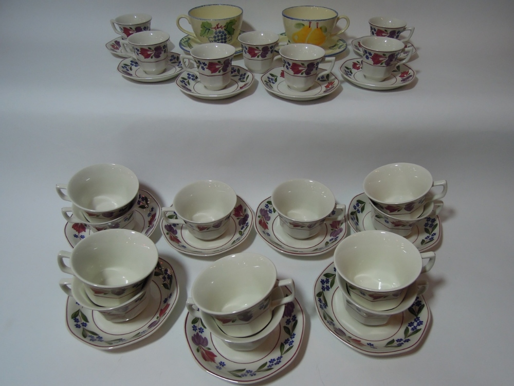 A quantity of Adams Ironstone "Old Colonial" tea and coffee wares of octagonal form including twelve