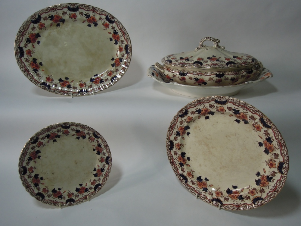 A part 19th century R H & S `Windsor` dinner wares with floral decoration comprising thirty three