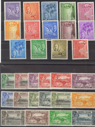1936/1952 King George VI a fine mounted mint selection on 9 stock cards comprising Seychelles SG 153