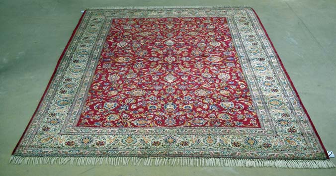 A KESHAN SILK CARPET, PERSIA, CIRCA 1950 condition: fair, refringed  351 by 235cm 1